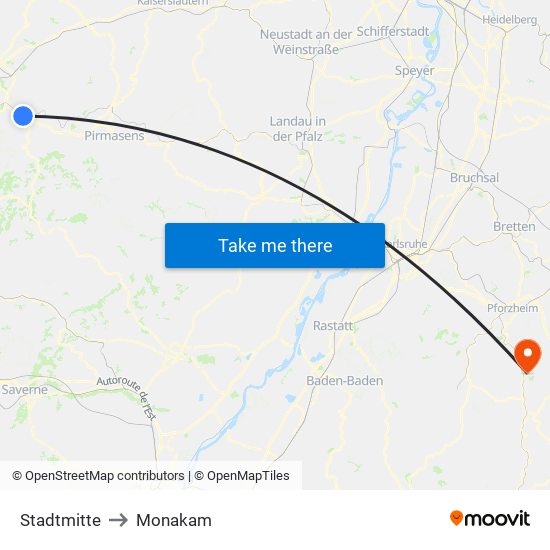 Stadtmitte to Monakam map