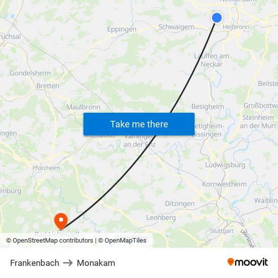 Frankenbach to Monakam map