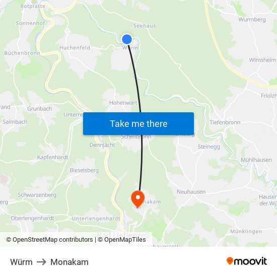Würm to Monakam map