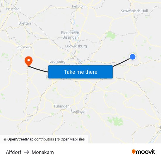 Alfdorf to Monakam map