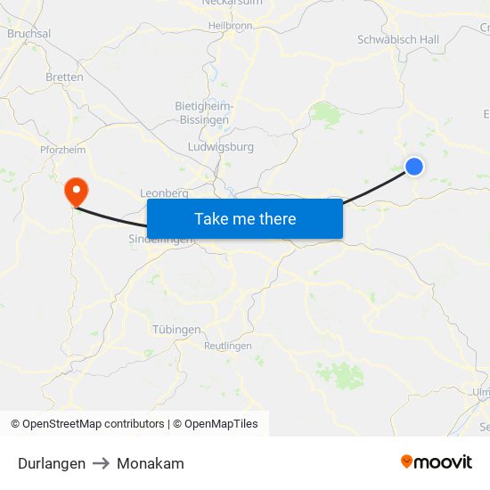 Durlangen to Monakam map