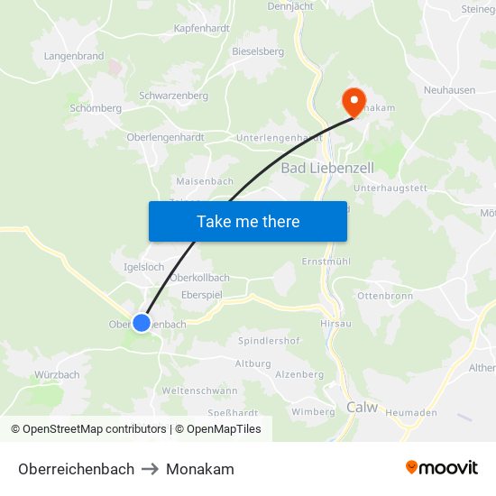 Oberreichenbach to Monakam map