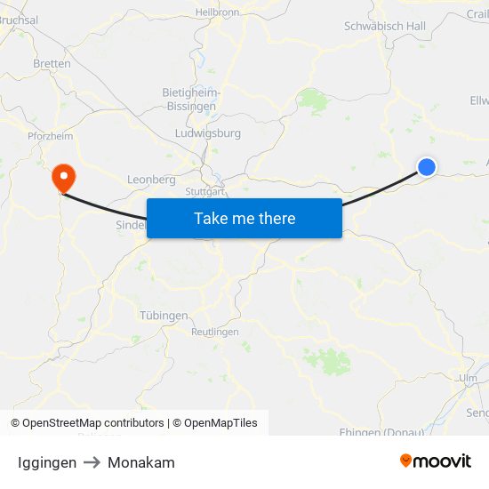 Iggingen to Monakam map