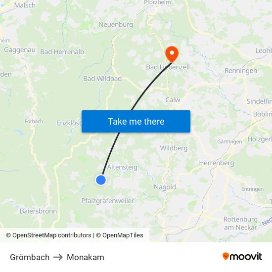 Grömbach to Monakam map