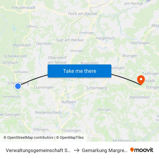 Verwaltungsgemeinschaft Schramberg to Gemarkung Margrethausen map