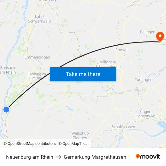 Neuenburg am Rhein to Gemarkung Margrethausen map