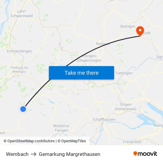 Wembach to Gemarkung Margrethausen map