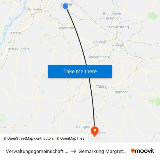 Verwaltungsgemeinschaft Bretten to Gemarkung Margrethausen map