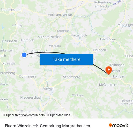 Fluorn-Winzeln to Gemarkung Margrethausen map
