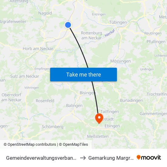 Gemeindeverwaltungsverband Oberes Gäu to Gemarkung Margrethausen map