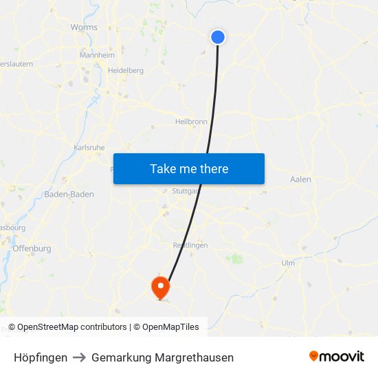 Höpfingen to Gemarkung Margrethausen map