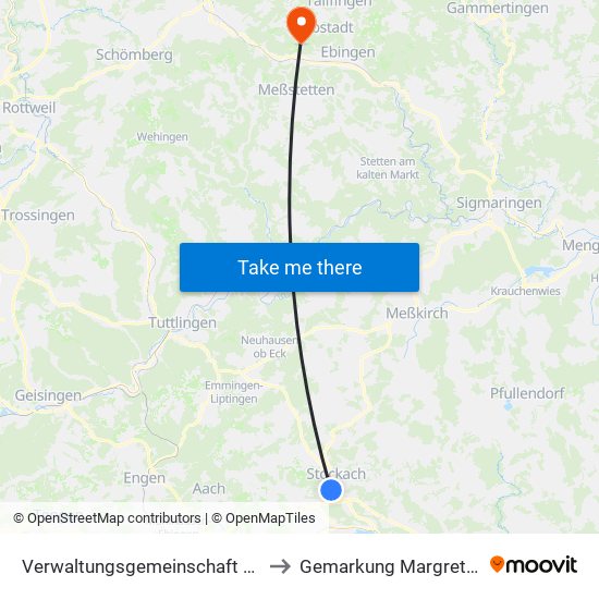 Verwaltungsgemeinschaft Stockach to Gemarkung Margrethausen map