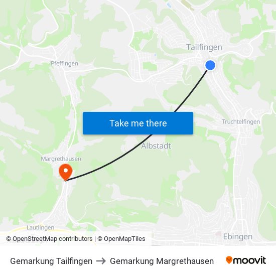 Gemarkung Tailfingen to Gemarkung Margrethausen map