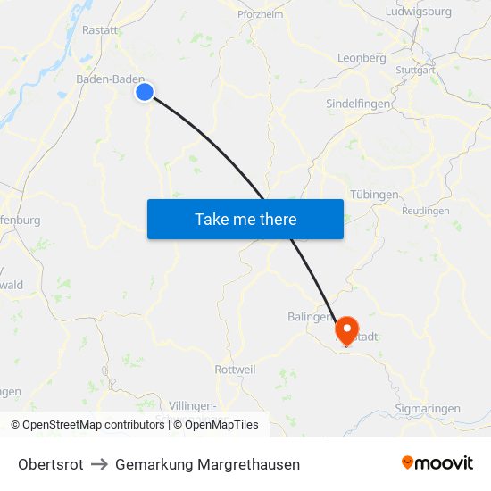 Obertsrot to Gemarkung Margrethausen map