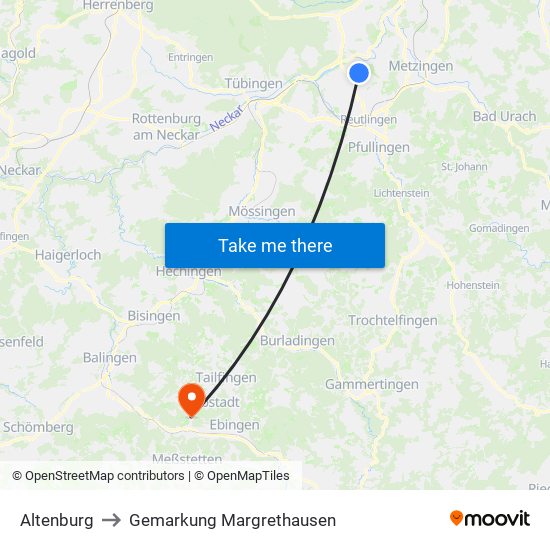 Altenburg to Gemarkung Margrethausen map