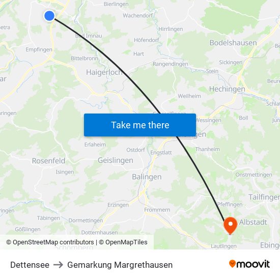 Dettensee to Gemarkung Margrethausen map