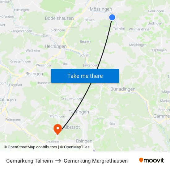 Gemarkung Talheim to Gemarkung Margrethausen map