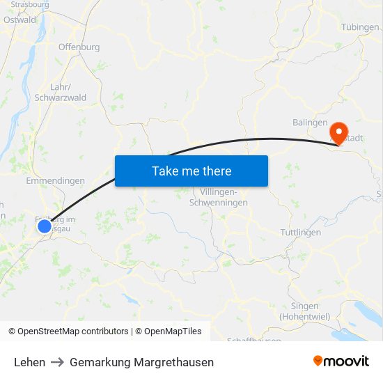 Lehen to Gemarkung Margrethausen map