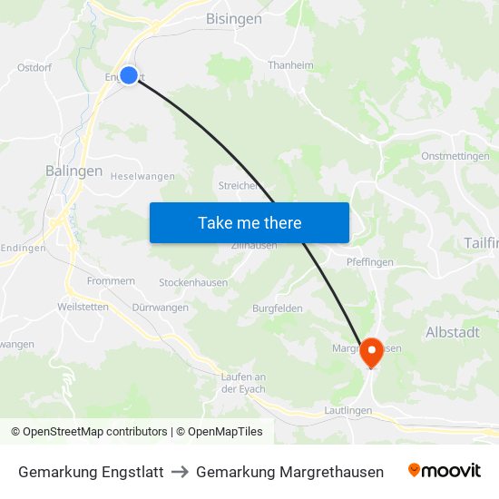 Gemarkung Engstlatt to Gemarkung Margrethausen map