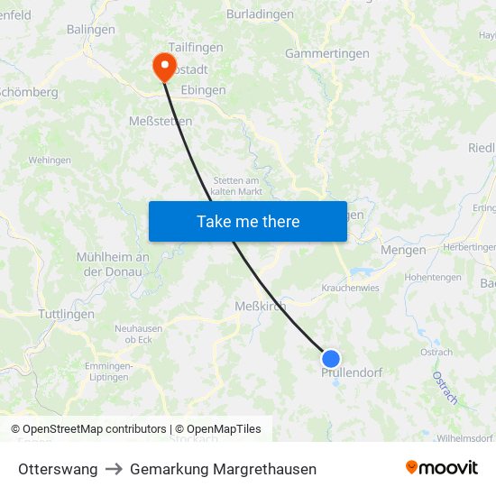 Otterswang to Gemarkung Margrethausen map