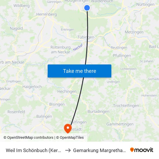 Weil Im Schönbuch (Kernort) to Gemarkung Margrethausen map