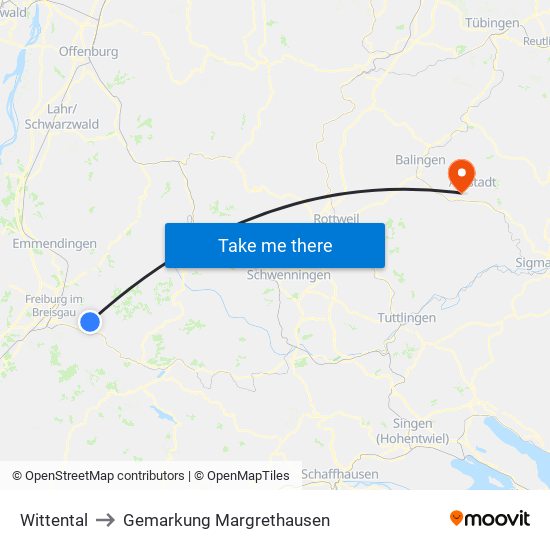 Wittental to Gemarkung Margrethausen map