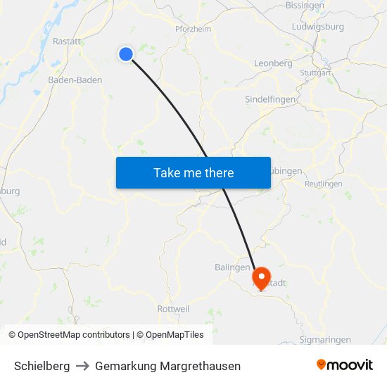 Schielberg to Gemarkung Margrethausen map