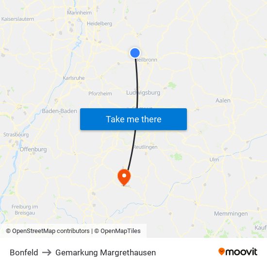 Bonfeld to Gemarkung Margrethausen map