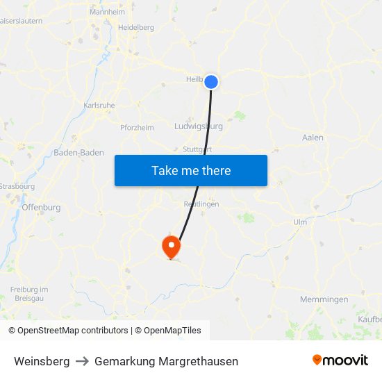 Weinsberg to Gemarkung Margrethausen map