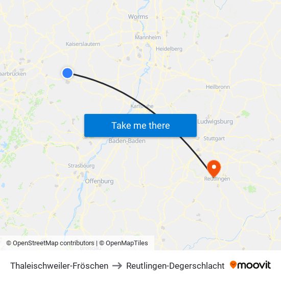 Thaleischweiler-Fröschen to Reutlingen-Degerschlacht map