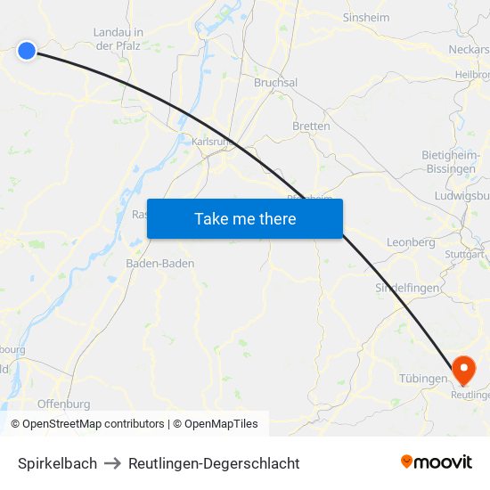 Spirkelbach to Reutlingen-Degerschlacht map