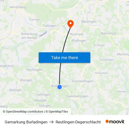 Gemarkung Burladingen to Reutlingen-Degerschlacht map