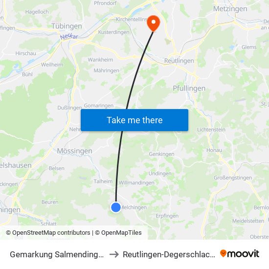 Gemarkung Salmendingen to Reutlingen-Degerschlacht map