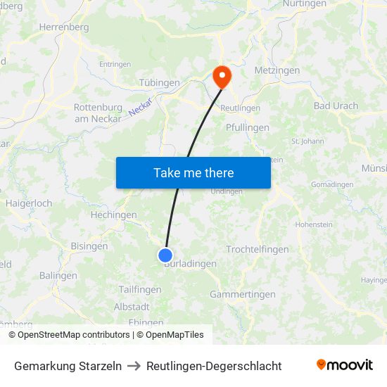 Gemarkung Starzeln to Reutlingen-Degerschlacht map