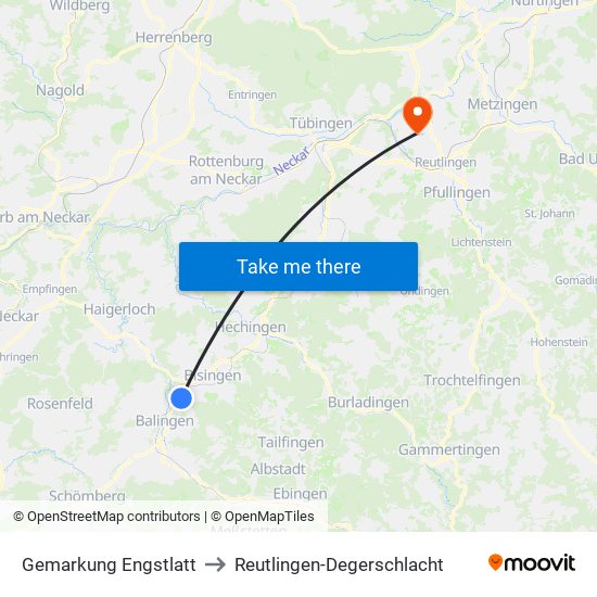 Gemarkung Engstlatt to Reutlingen-Degerschlacht map