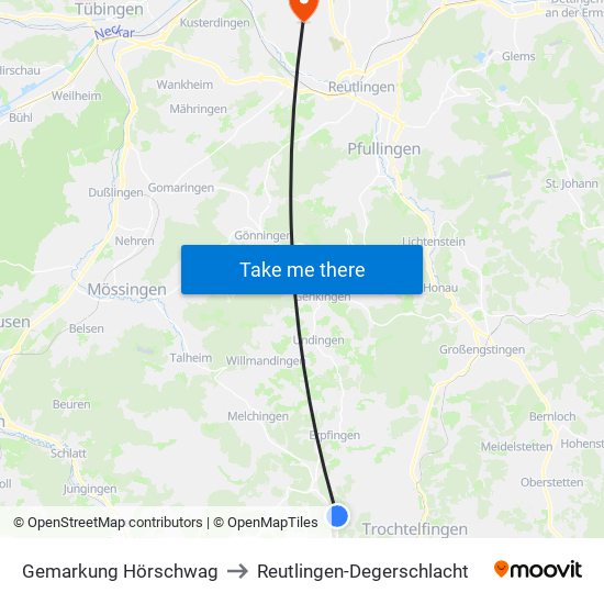 Gemarkung Hörschwag to Reutlingen-Degerschlacht map