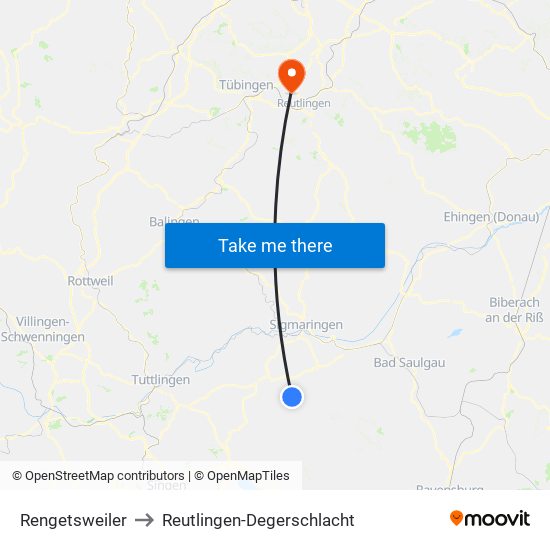 Rengetsweiler to Reutlingen-Degerschlacht map