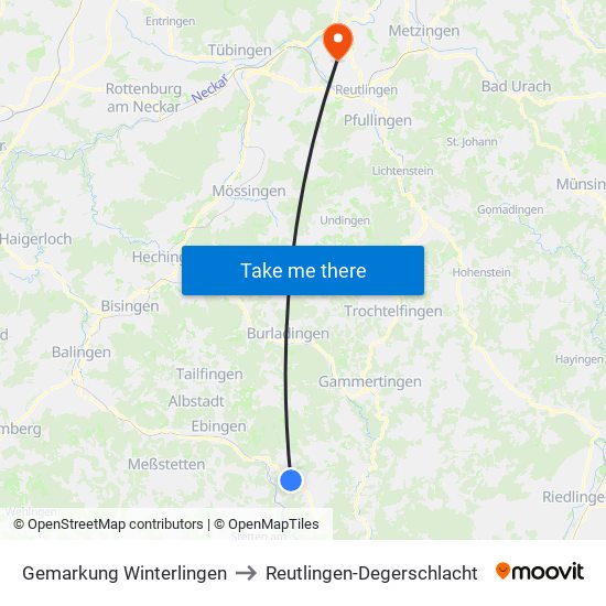 Gemarkung Winterlingen to Reutlingen-Degerschlacht map