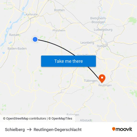 Schielberg to Reutlingen-Degerschlacht map