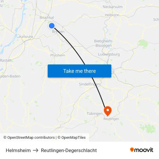 Helmsheim to Reutlingen-Degerschlacht map