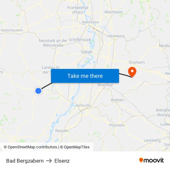 Bad Bergzabern to Elsenz map