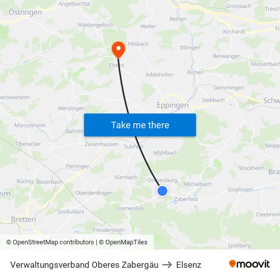 Verwaltungsverband Oberes Zabergäu to Elsenz map