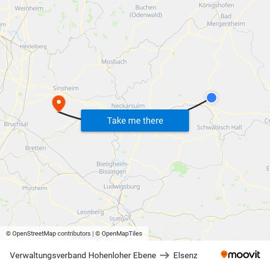 Verwaltungsverband Hohenloher Ebene to Elsenz map