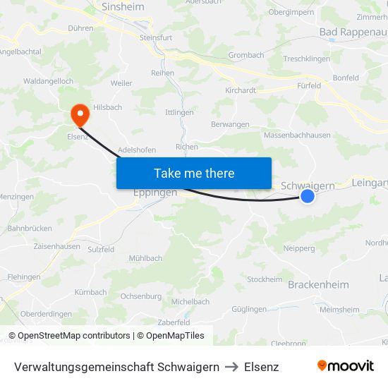Verwaltungsgemeinschaft Schwaigern to Elsenz map