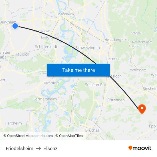 Friedelsheim to Elsenz map