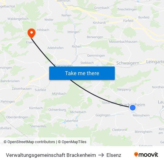 Verwaltungsgemeinschaft Brackenheim to Elsenz map
