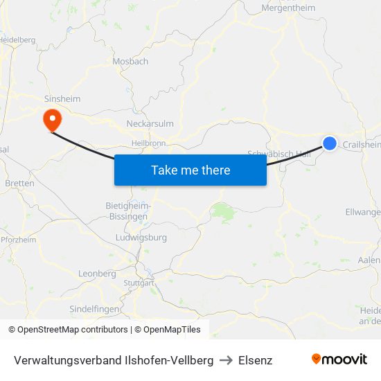 Verwaltungsverband Ilshofen-Vellberg to Elsenz map