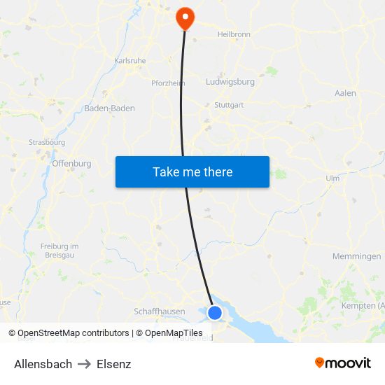 Allensbach to Elsenz map