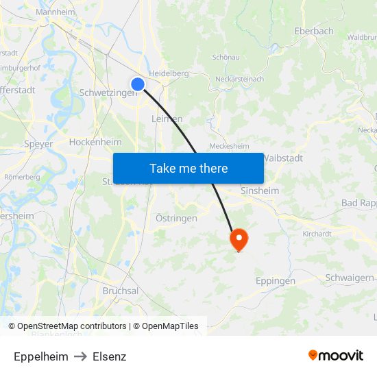 Eppelheim to Elsenz map
