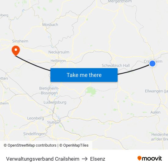 Verwaltungsverband Crailsheim to Elsenz map